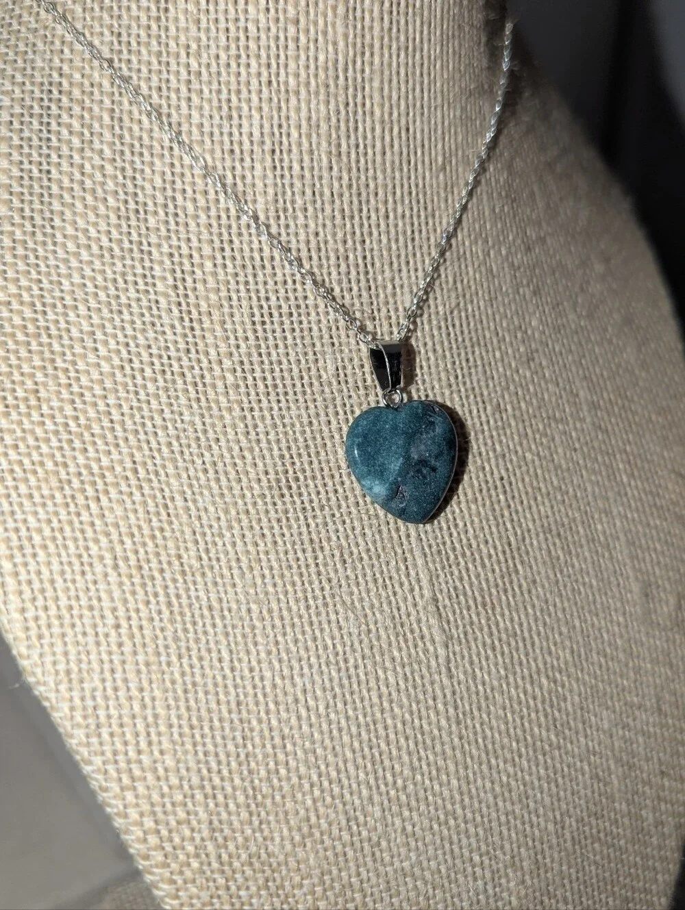 Blue‑Green Agate Heart Pendant • 18